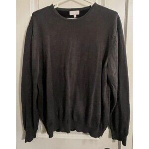 Hickey Freeman Mens Sweater Dark Gray Cotton Cashmere Blend Size XL